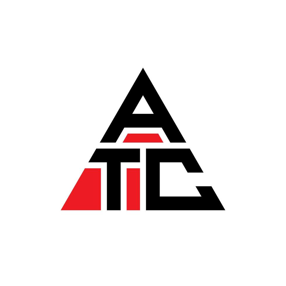 atc triangel bokstavslogotypdesign med triangelform. atc triangel logotyp design monogram. atc triangel vektor logotyp mall med röd färg. atc triangulär logotyp enkel, elegant och lyxig logotyp.