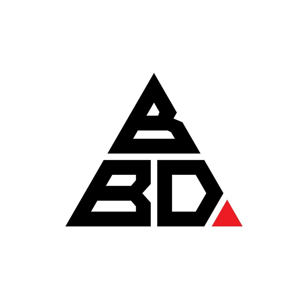 bbd triangel bokstavslogotypdesign med triangelform. bbd triangel logotyp design monogram. bbd triangel vektor logotyp mall med röd färg. bbd triangulär logotyp enkel, elegant och lyxig logotyp.