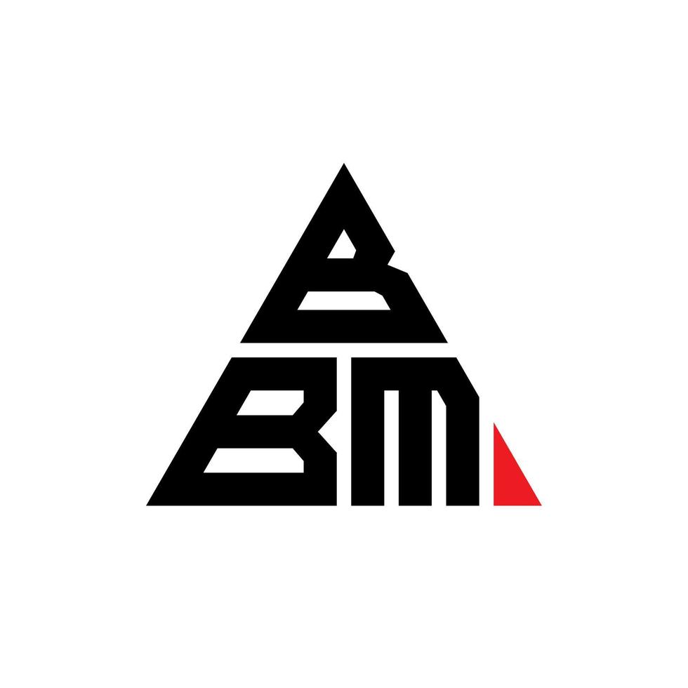 bbm triangel bokstavslogotypdesign med triangelform. bbm triangel logotyp design monogram. bbm triangel vektor logotyp mall med röd färg. bbm triangulär logotyp enkel, elegant och lyxig logotyp.