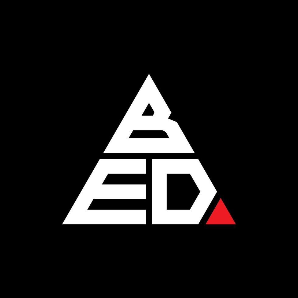 Bett-Dreieck-Buchstaben-Logo-Design mit Dreiecksform. Bett-Dreieck-Logo-Design-Monogramm. Bett-Dreieck-Vektor-Logo-Vorlage mit roter Farbe. Bett dreieckiges Logo einfaches, elegantes und luxuriöses Logo. vektor