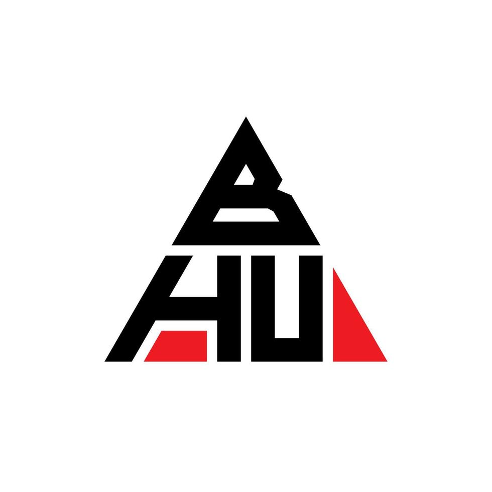 bhu Dreiecksbuchstaben-Logo-Design mit Dreiecksform. Bhu-Dreieck-Logo-Design-Monogramm. Bhu-Dreieck-Vektor-Logo-Vorlage mit roter Farbe. bhu dreieckiges Logo einfaches, elegantes und luxuriöses Logo. vektor
