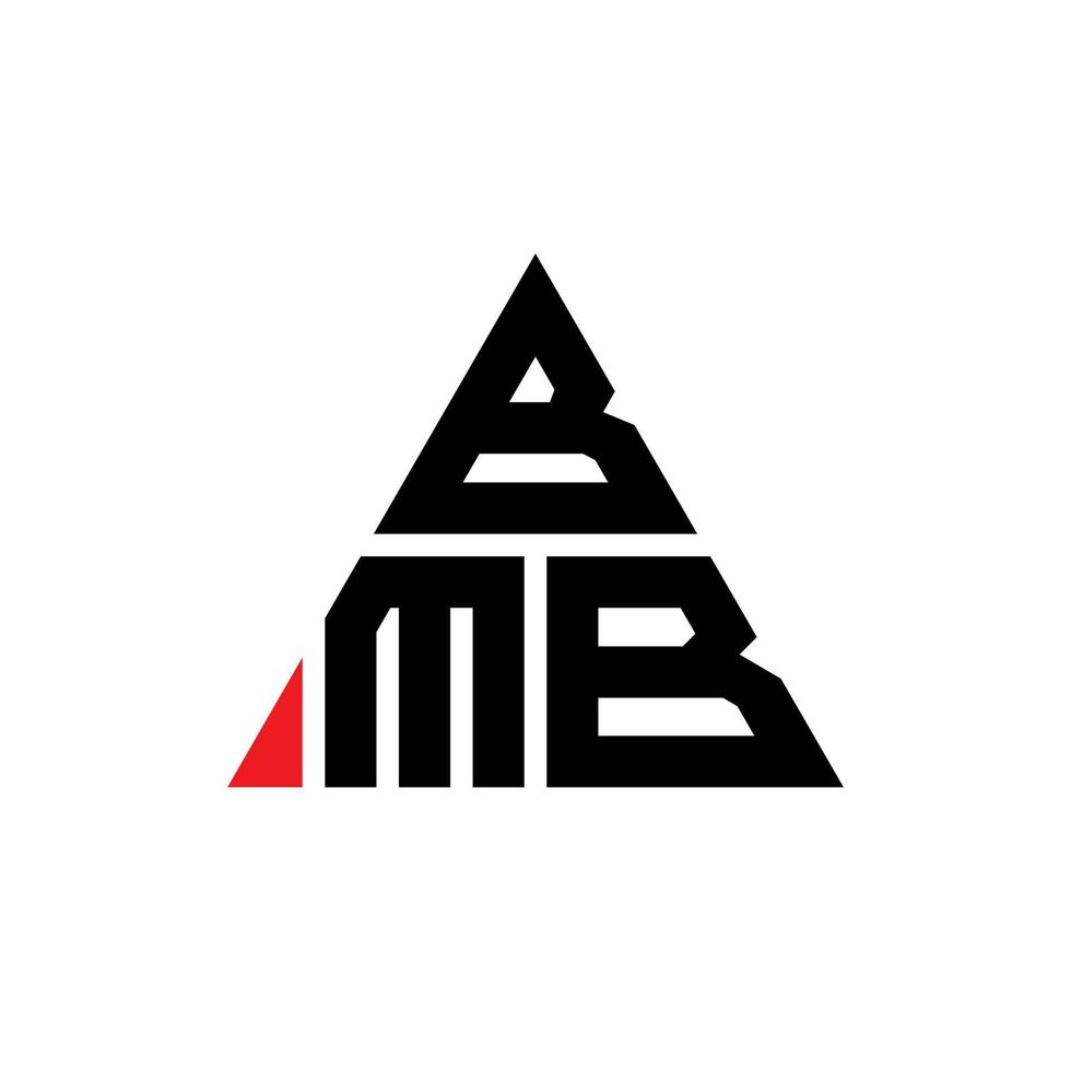 bmb triangel bokstavslogotypdesign med triangelform. bmb triangel logotyp design monogram. bmb triangel vektor logotyp mall med röd färg. bmb triangulär logotyp enkel, elegant och lyxig logotyp.