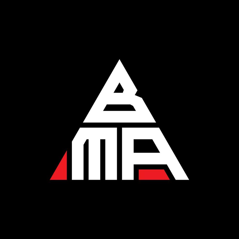 bma-Dreieck-Buchstaben-Logo-Design mit Dreiecksform. Bma-Dreieck-Logo-Design-Monogramm. Bma-Dreieck-Vektor-Logo-Vorlage mit roter Farbe. bma dreieckiges Logo einfaches, elegantes und luxuriöses Logo. vektor