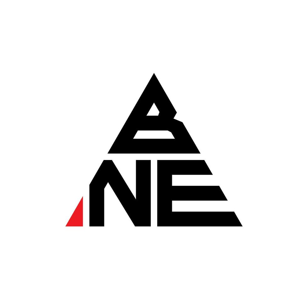 bne triangel bokstavslogotypdesign med triangelform. bne triangel logotyp design monogram. bne triangel vektor logotyp mall med röd färg. bne triangulär logotyp enkel, elegant och lyxig logotyp.