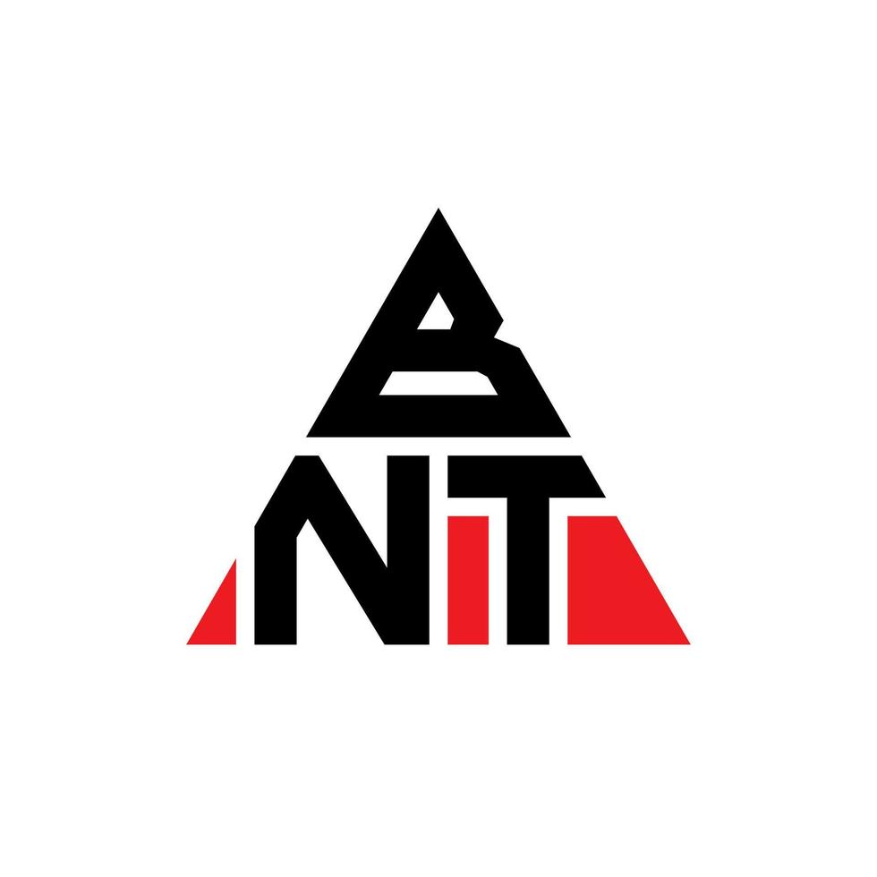 bnt triangel bokstavslogotypdesign med triangelform. bnt triangel logotyp design monogram. bnt triangel vektor logotyp mall med röd färg. bnt triangulär logotyp enkel, elegant och lyxig logotyp.