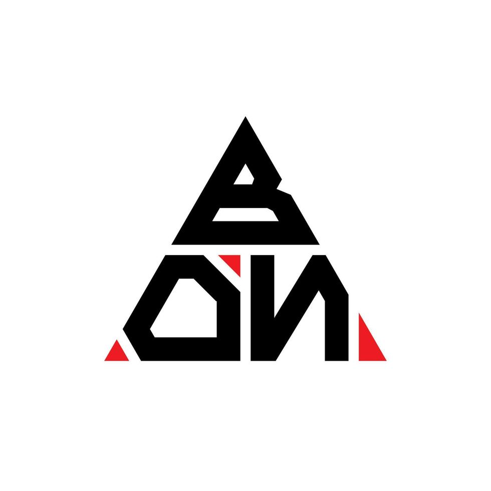 Bon-Dreieck-Buchstaben-Logo-Design mit Dreiecksform. Bon-Dreieck-Logo-Design-Monogramm. Bon-Dreieck-Vektor-Logo-Vorlage mit roter Farbe. Bon dreieckiges Logo einfaches, elegantes und luxuriöses Logo. vektor