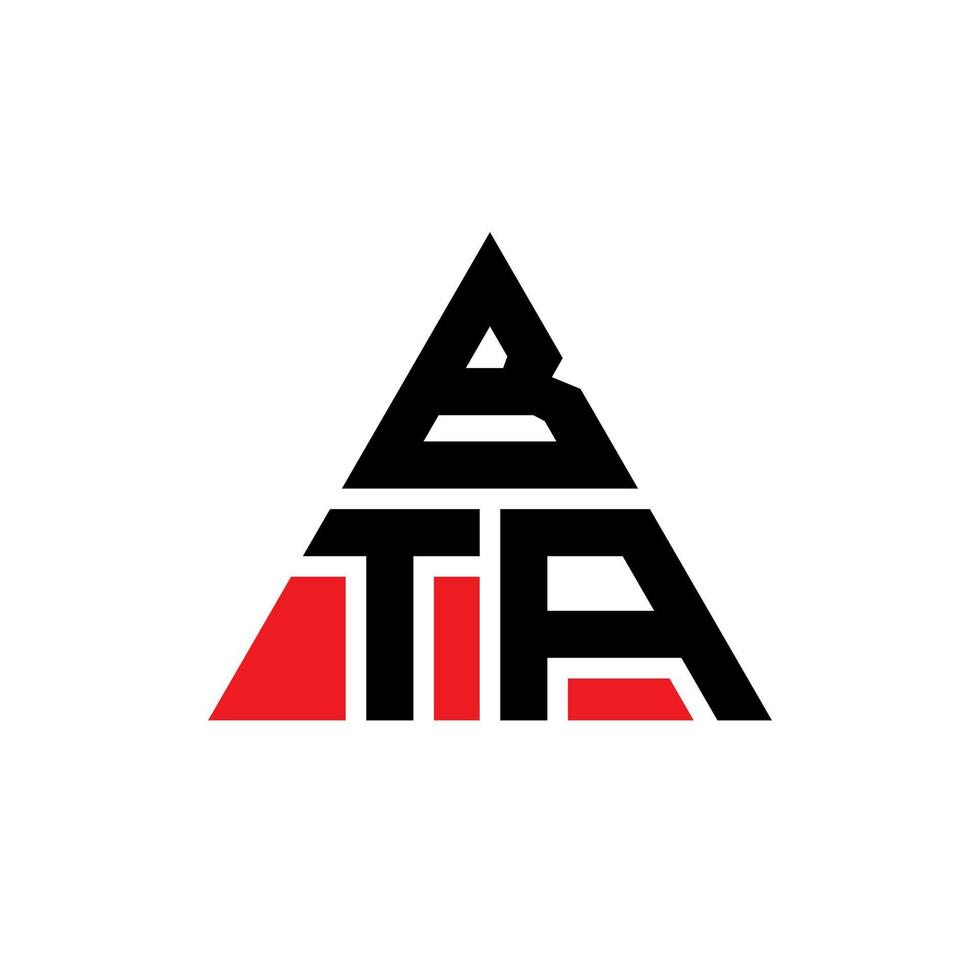 BTA-Dreieck-Buchstaben-Logo-Design mit Dreiecksform. Bta-Dreieck-Logo-Design-Monogramm. Bta-Dreieck-Vektor-Logo-Vorlage mit roter Farbe. bta dreieckiges logo einfaches, elegantes und luxuriöses logo. vektor