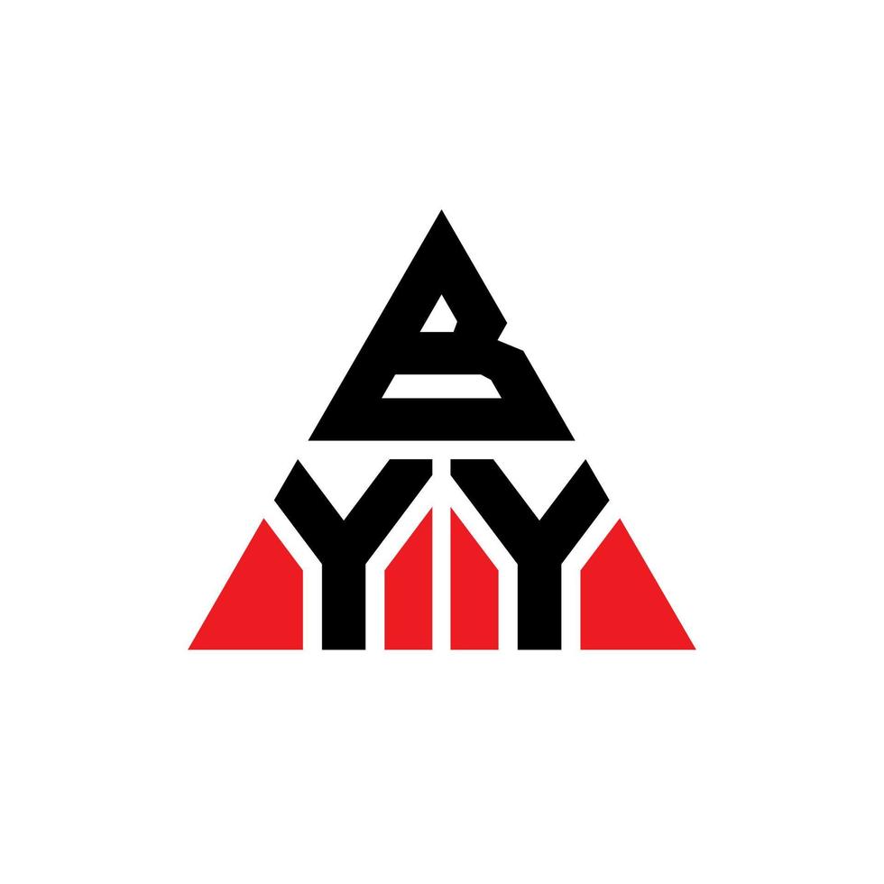 byy triangel bokstavslogotypdesign med triangelform. byy triangel logotyp design monogram. byy triangel vektor logotyp mall med röd färg. byy trekantiga logotyp enkel, elegant och lyxig logotyp.