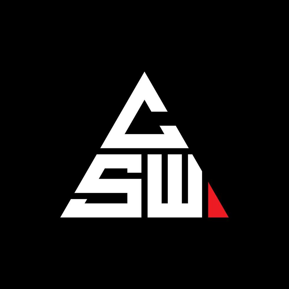 csw triangel bokstavslogotypdesign med triangelform. csw triangel logotyp design monogram. csw triangel vektor logotyp mall med röd färg. csw triangulär logotyp enkel, elegant och lyxig logotyp.