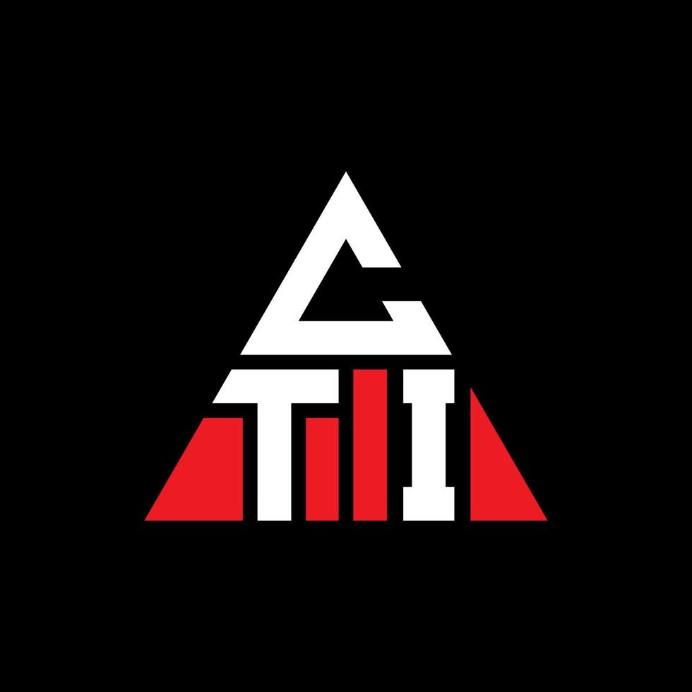 cti triangel bokstavslogotypdesign med triangelform. cti triangel logotyp design monogram. cti triangel vektor logotyp mall med röd färg. cti triangulär logotyp enkel, elegant och lyxig logotyp.