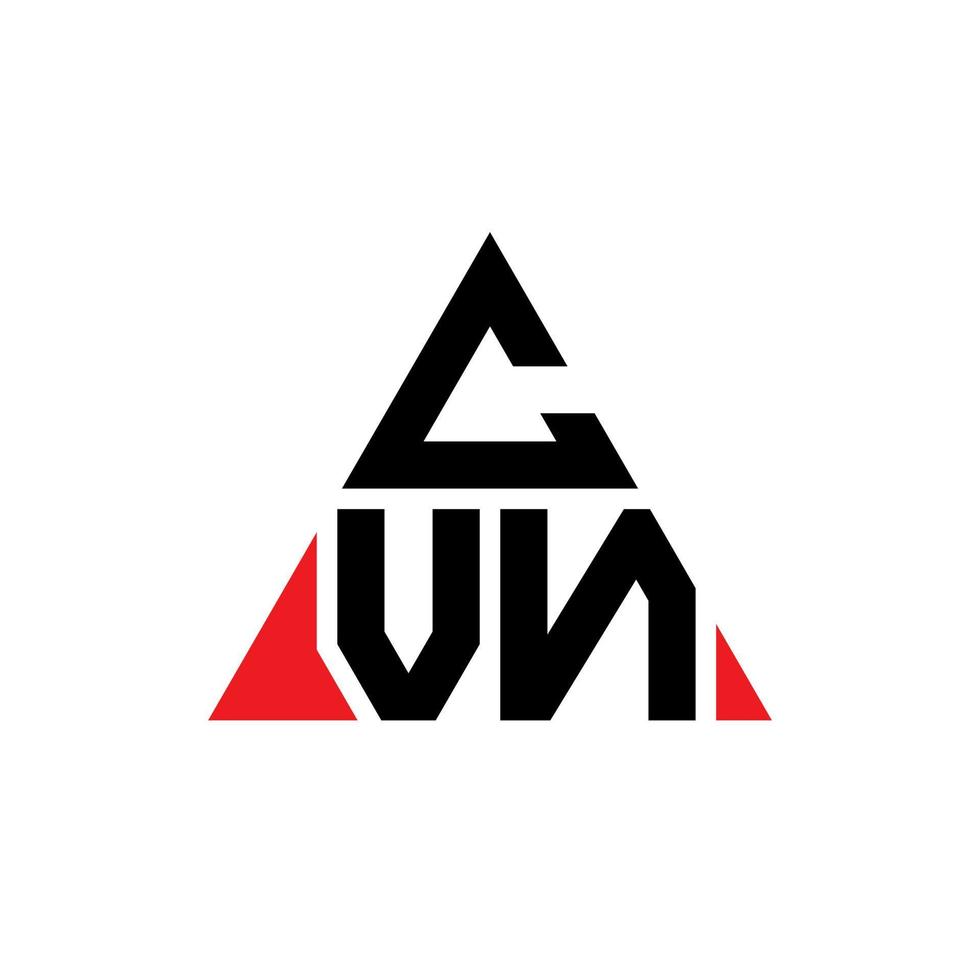 CVN-Dreieck-Buchstaben-Logo-Design mit Dreiecksform. CVN-Dreieck-Logo-Design-Monogramm. CVN-Dreieck-Vektor-Logo-Vorlage mit roter Farbe. cvn dreieckiges Logo einfaches, elegantes und luxuriöses Logo. vektor