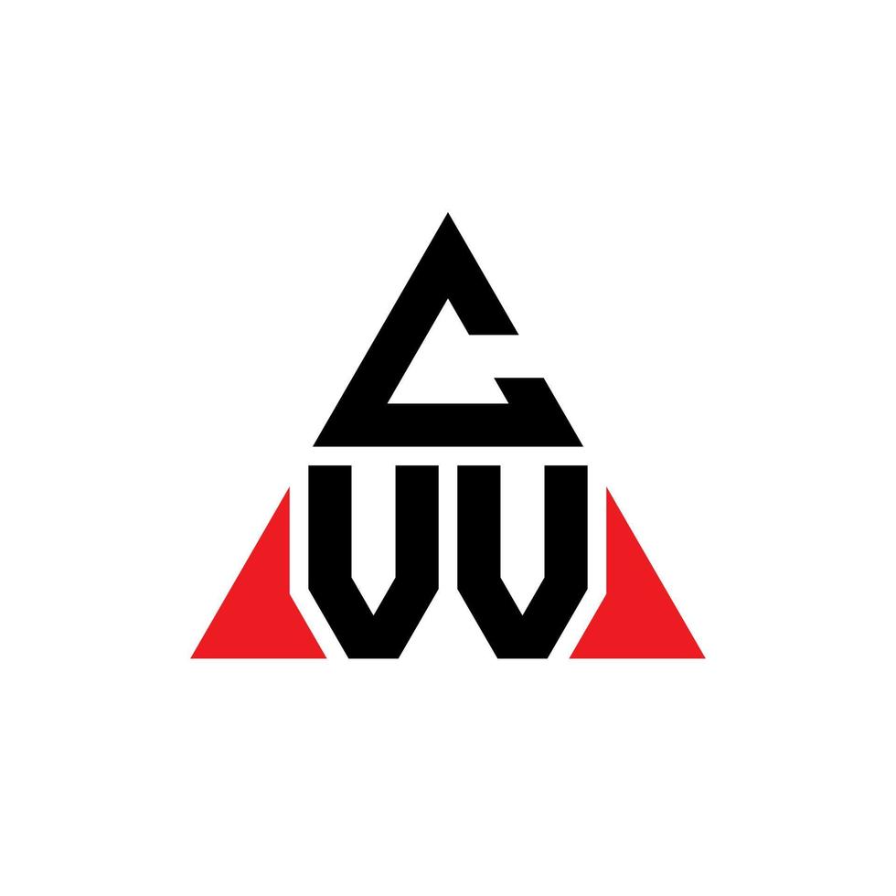 cvv triangel bokstavslogotypdesign med triangelform. cvv triangel logotyp design monogram. cvv triangel vektor logotyp mall med röd färg. cvv triangulär logotyp enkel, elegant och lyxig logotyp.