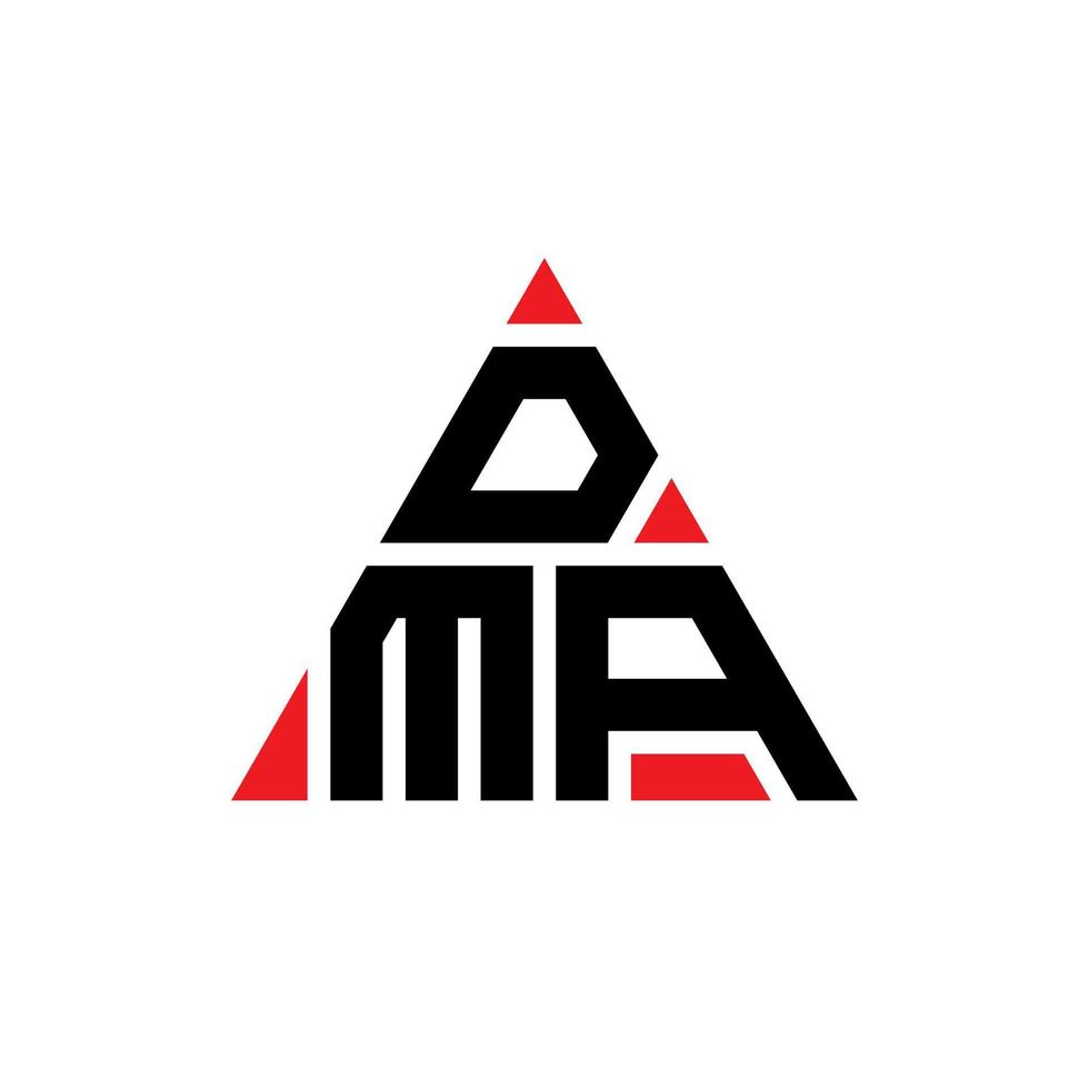 dma triangel bokstavslogotypdesign med triangelform. dma triangel logotyp design monogram. dma triangel vektor logotyp mall med röd färg. dma triangulär logotyp enkel, elegant och lyxig logotyp.