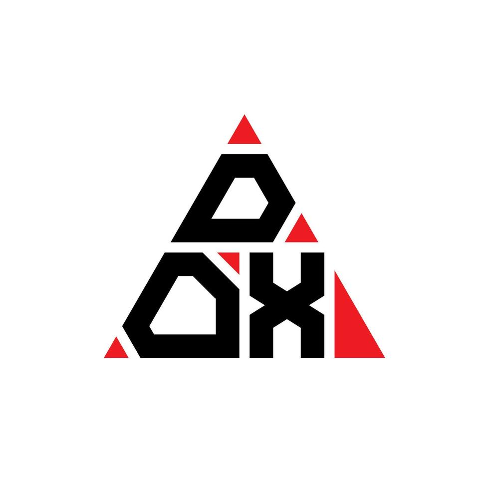 dox triangel bokstavslogotypdesign med triangelform. dox triangel logotyp design monogram. dox triangel vektor logotyp mall med röd färg. dox triangulär logotyp enkel, elegant och lyxig logotyp.