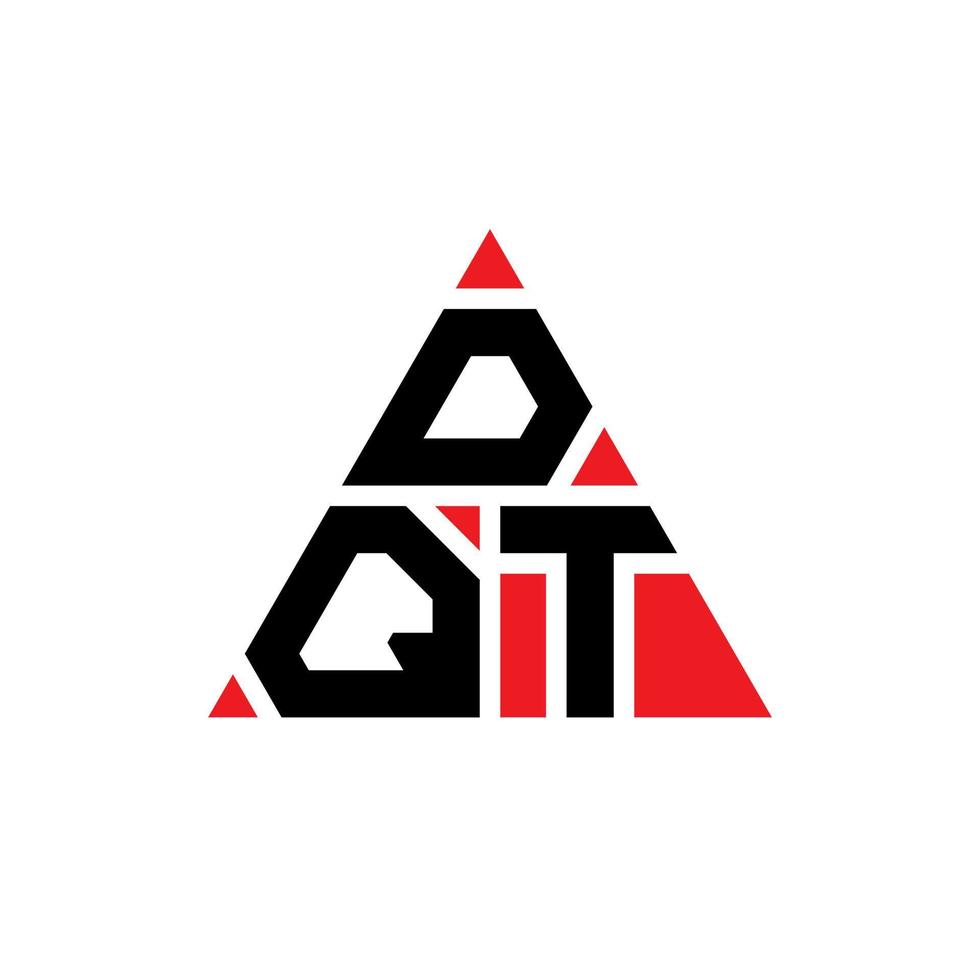 dqt triangel bokstavslogotypdesign med triangelform. dqt triangel logotyp design monogram. dqt triangel vektor logotyp mall med röd färg. dqt triangulär logotyp enkel, elegant och lyxig logotyp.
