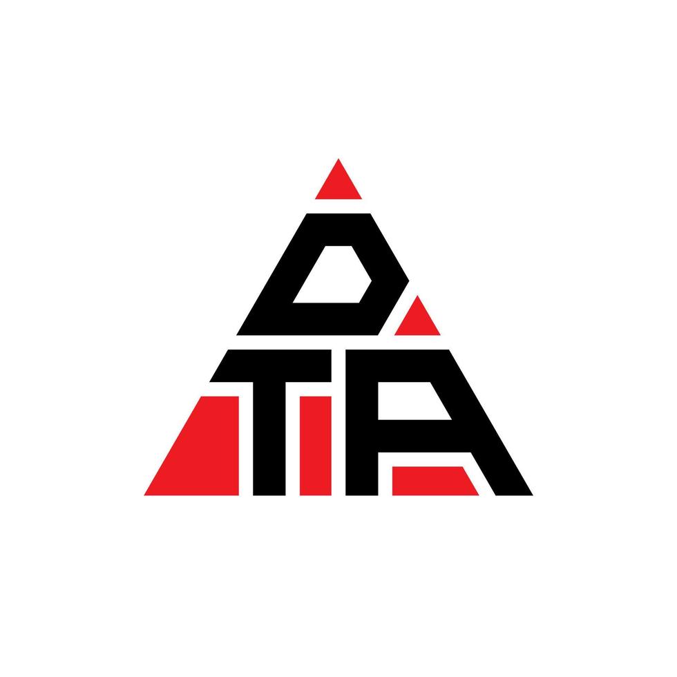 dta triangel bokstavslogotypdesign med triangelform. dta triangel logotyp design monogram. dta triangel vektor logotyp mall med röd färg. dta triangulär logotyp enkel, elegant och lyxig logotyp.