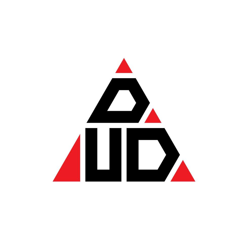 Dud-Dreieck-Buchstaben-Logo-Design mit Dreiecksform. Dud-Dreieck-Logo-Design-Monogramm. Dud-Dreieck-Vektor-Logo-Vorlage mit roter Farbe. Dud dreieckiges Logo einfaches, elegantes und luxuriöses Logo. vektor