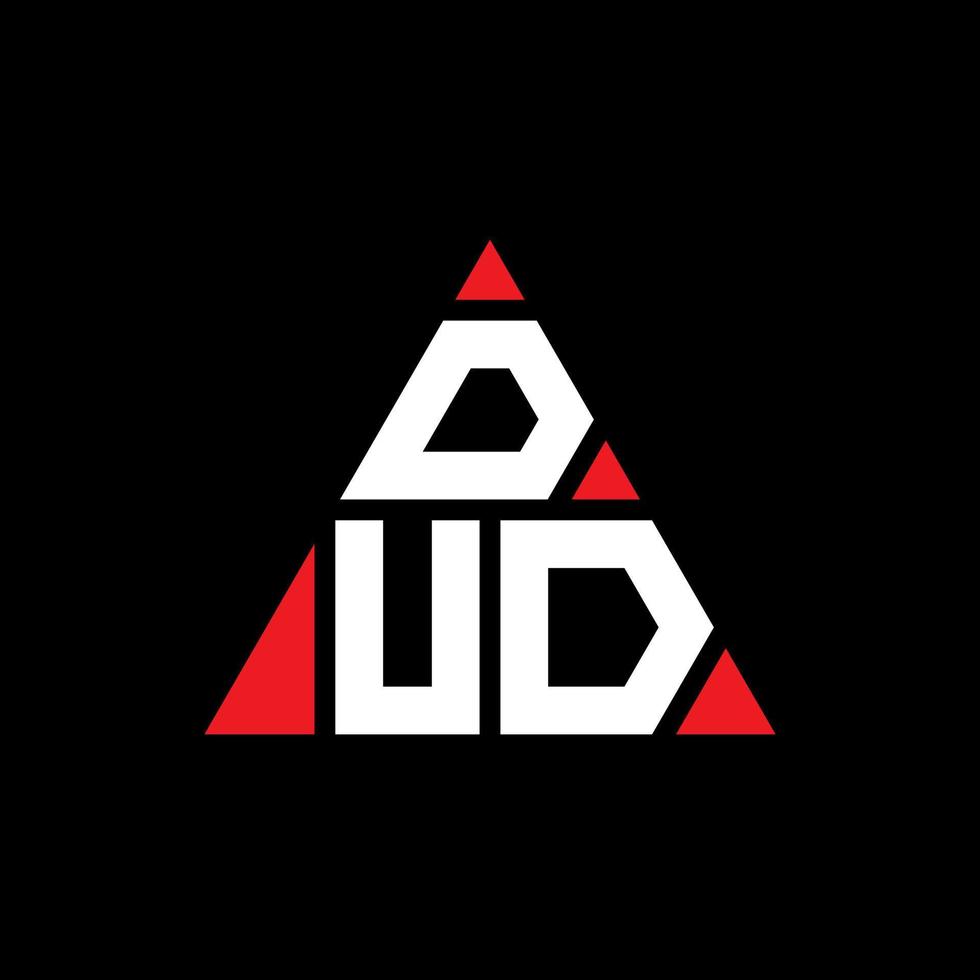 Dud-Dreieck-Buchstaben-Logo-Design mit Dreiecksform. Dud-Dreieck-Logo-Design-Monogramm. Dud-Dreieck-Vektor-Logo-Vorlage mit roter Farbe. Dud dreieckiges Logo einfaches, elegantes und luxuriöses Logo. vektor
