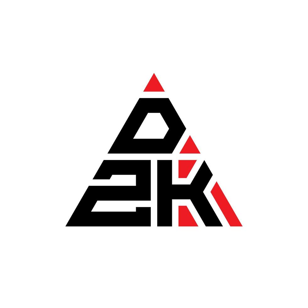 dzk triangel bokstavslogotypdesign med triangelform. dzk triangel logotyp design monogram. dzk triangel vektor logotyp mall med röd färg. dzk triangulär logotyp enkel, elegant och lyxig logotyp.