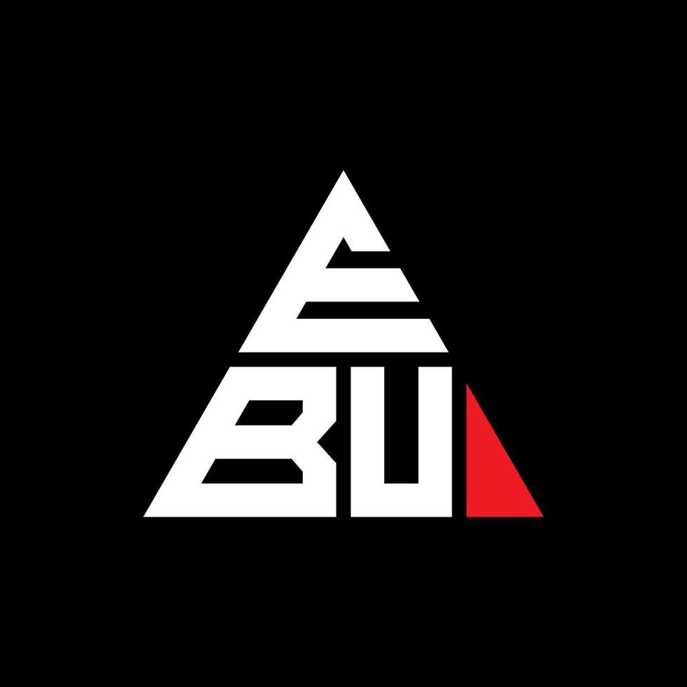ebu triangel bokstavslogotypdesign med triangelform. ebu triangel logotyp design monogram. ebu triangel vektor logotyp mall med röd färg. ebu triangulär logotyp enkel, elegant och lyxig logotyp.