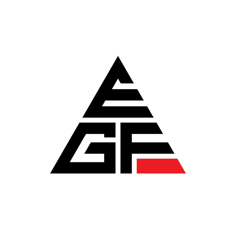 egf triangel bokstavslogotyp design med triangelform. egf triangel logotyp design monogram. egf triangel vektor logotyp mall med röd färg. egf triangulär logotyp enkel, elegant och lyxig logotyp.