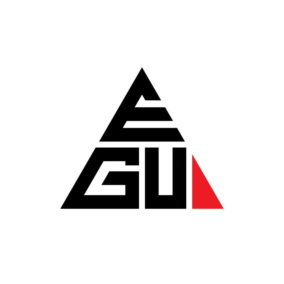 egu triangel bokstavslogotypdesign med triangelform. egu triangel logotyp design monogram. egu triangel vektor logotyp mall med röd färg. egu triangulär logotyp enkel, elegant och lyxig logotyp.