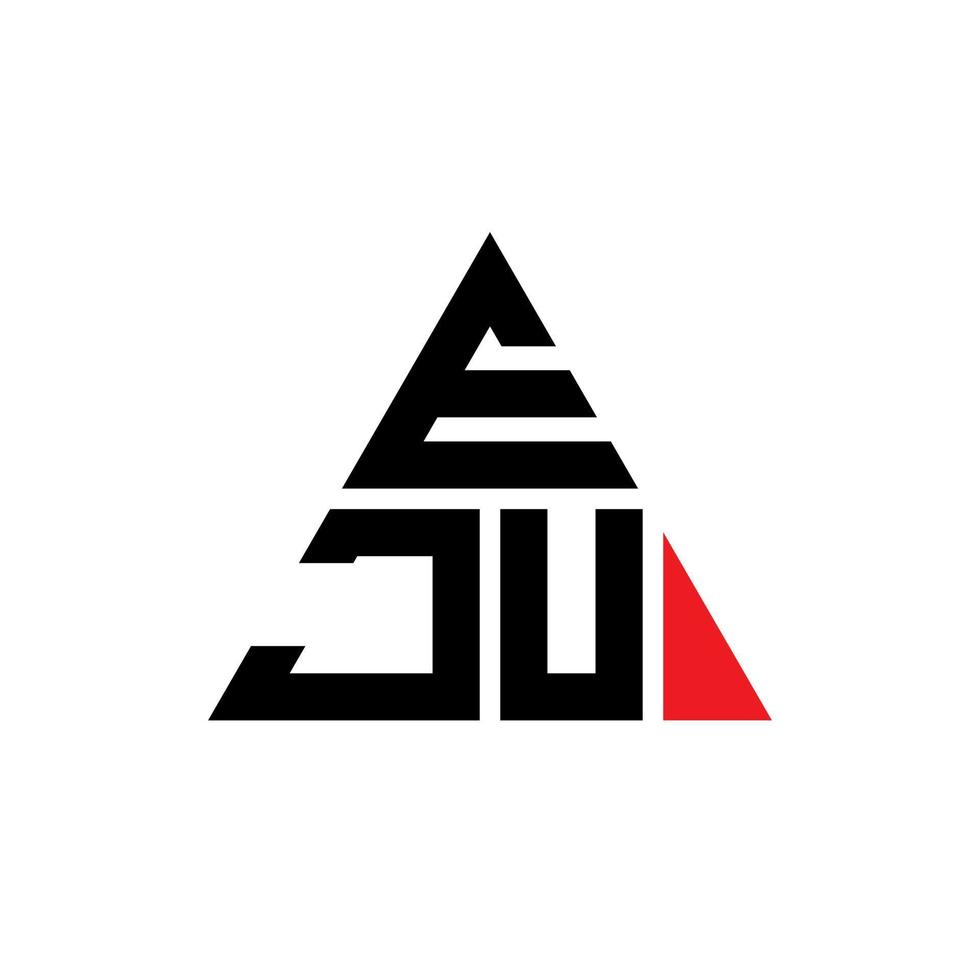 Eju triangel bokstavslogotyp design med triangelform. Eju triangel logotyp design monogram. Eju triangel vektor logotyp mall med röd färg. eju triangulär logotyp enkel, elegant och lyxig logotyp.