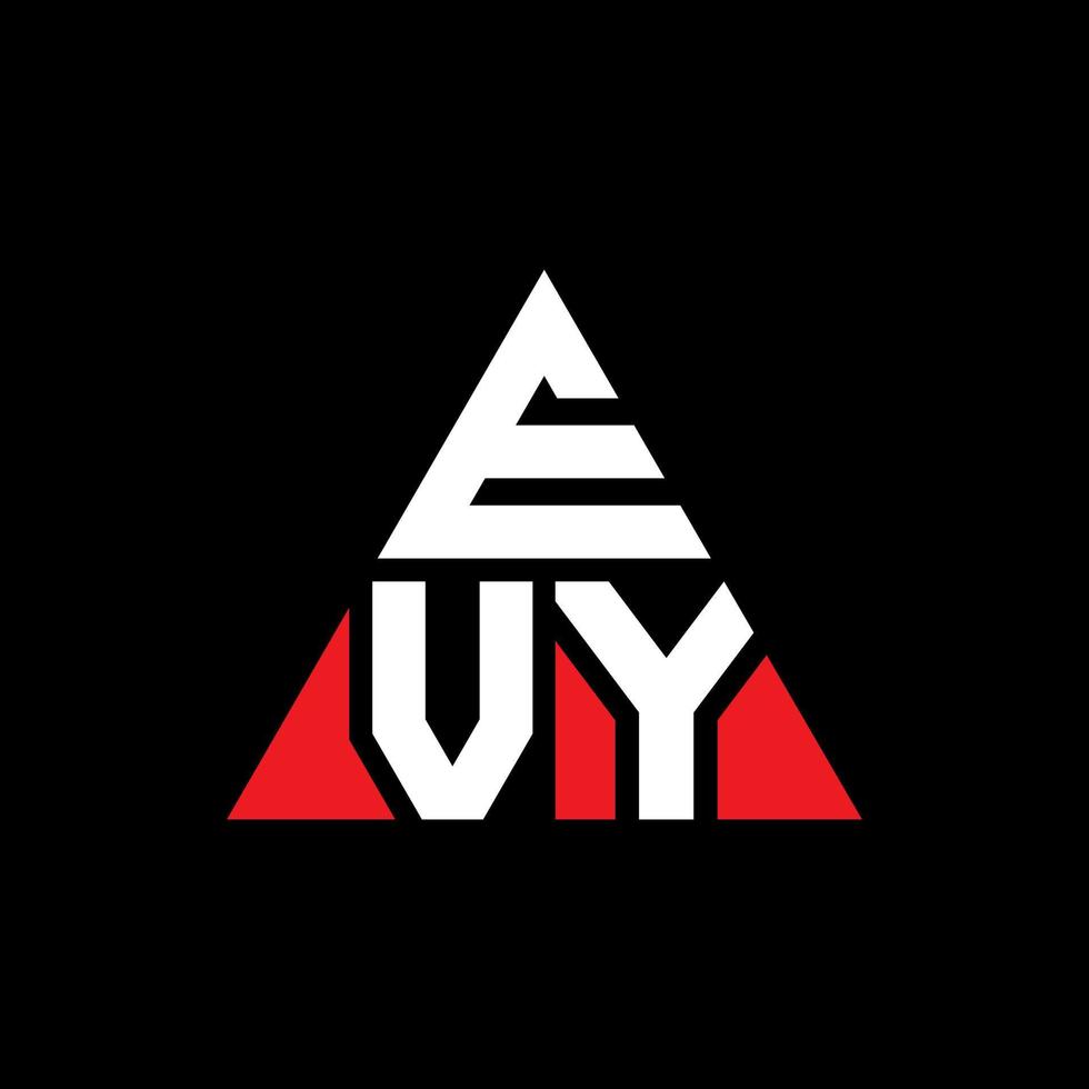 evy triangel bokstavslogotypdesign med triangelform. evy triangel logotyp design monogram. evy triangel vektor logotyp mall med röd färg. evy triangulär logotyp enkel, elegant och lyxig logotyp.