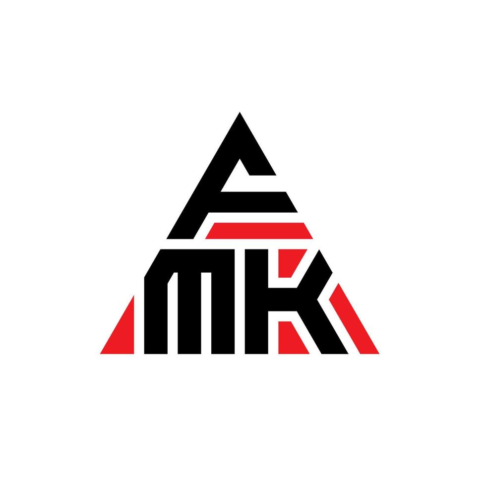 fmk-Dreieck-Buchstaben-Logo-Design mit Dreiecksform. fmk-Dreieck-Logo-Design-Monogramm. fmk-Dreieck-Vektor-Logo-Vorlage mit roter Farbe. fmk dreieckiges Logo einfaches, elegantes und luxuriöses Logo. vektor