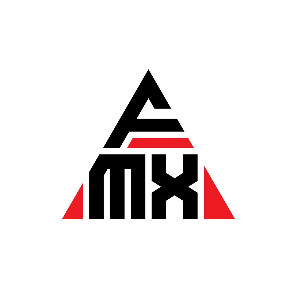 fmx triangel bokstavslogotypdesign med triangelform. fmx triangel logotyp design monogram. fmx triangel vektor logotyp mall med röd färg. fmx triangulär logotyp enkel, elegant och lyxig logotyp.