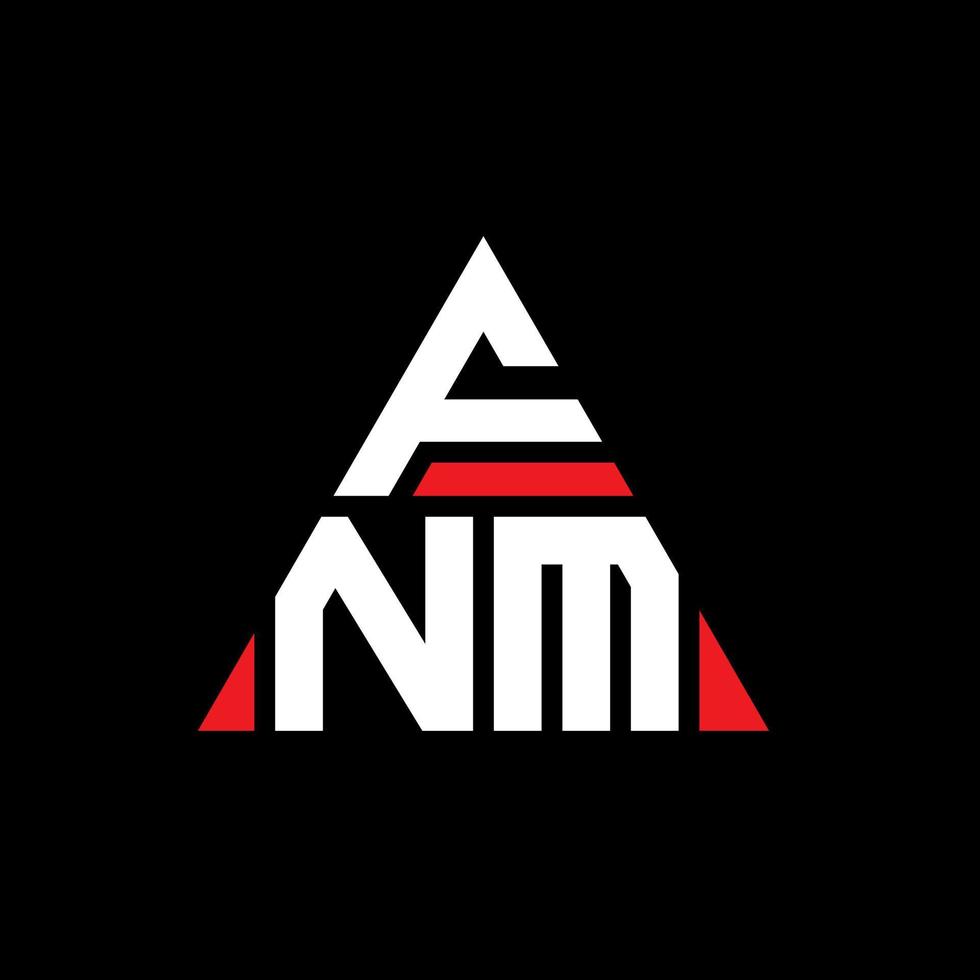 fnm triangel bokstavslogotypdesign med triangelform. fnm triangel logotyp design monogram. fnm triangel vektor logotyp mall med röd färg. fnm triangulär logotyp enkel, elegant och lyxig logotyp.