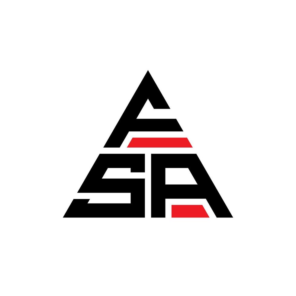 fsa-Dreieck-Buchstaben-Logo-Design mit Dreiecksform. FSA-Dreieck-Logo-Design-Monogramm. Fsa-Dreieck-Vektor-Logo-Vorlage mit roter Farbe. fsa dreieckiges logo einfaches, elegantes und luxuriöses logo. vektor