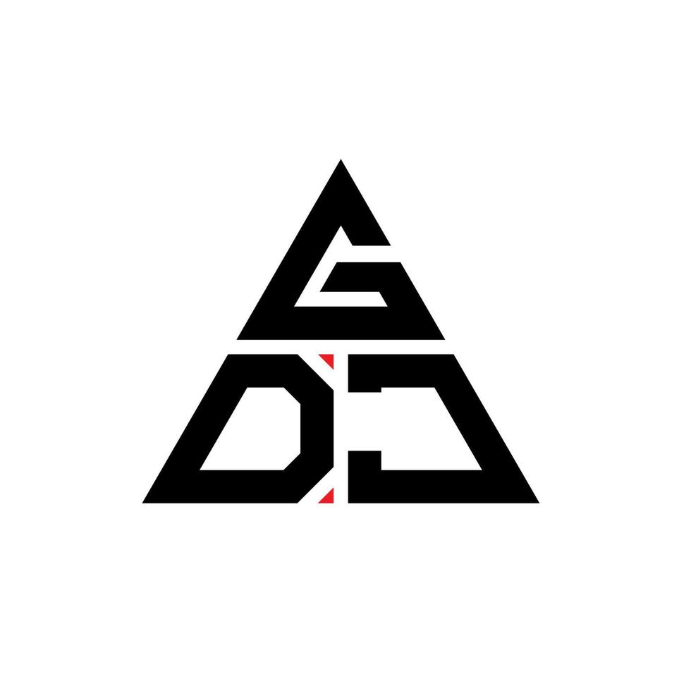 gdj triangel bokstavslogotypdesign med triangelform. gdj triangel logotyp design monogram. gdj triangel vektor logotyp mall med röd färg. gdj triangulär logotyp enkel, elegant och lyxig logotyp.