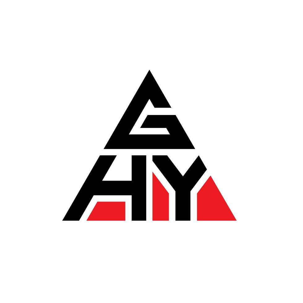 ghy triangel bokstavslogotypdesign med triangelform. ghy triangel logotyp design monogram. ghy triangel vektor logotyp mall med röd färg. ghy triangulär logotyp enkel, elegant och lyxig logotyp.