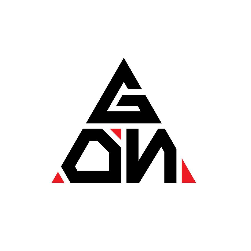 Gon-Dreieck-Buchstaben-Logo-Design mit Dreiecksform. Gon-Dreieck-Logo-Design-Monogramm. Gon-Dreieck-Vektor-Logo-Vorlage mit roter Farbe. gon dreieckiges logo einfaches, elegantes und luxuriöses logo. vektor