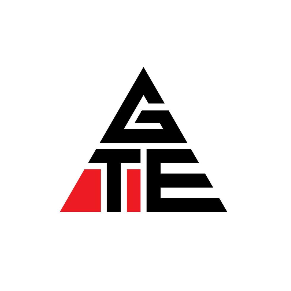 gte-Dreieck-Buchstaben-Logo-Design mit Dreiecksform. gte-Dreieck-Logo-Design-Monogramm. Gte-Dreieck-Vektor-Logo-Vorlage mit roter Farbe. gte dreieckiges Logo einfaches, elegantes und luxuriöses Logo. vektor