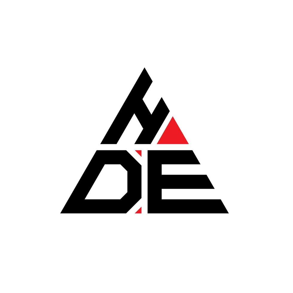 HDE-Dreieck-Buchstaben-Logo-Design mit Dreiecksform. HDE-Dreieck-Logo-Design-Monogramm. HDE-Dreieck-Vektor-Logo-Vorlage mit roter Farbe. hde dreieckiges Logo einfaches, elegantes und luxuriöses Logo. vektor