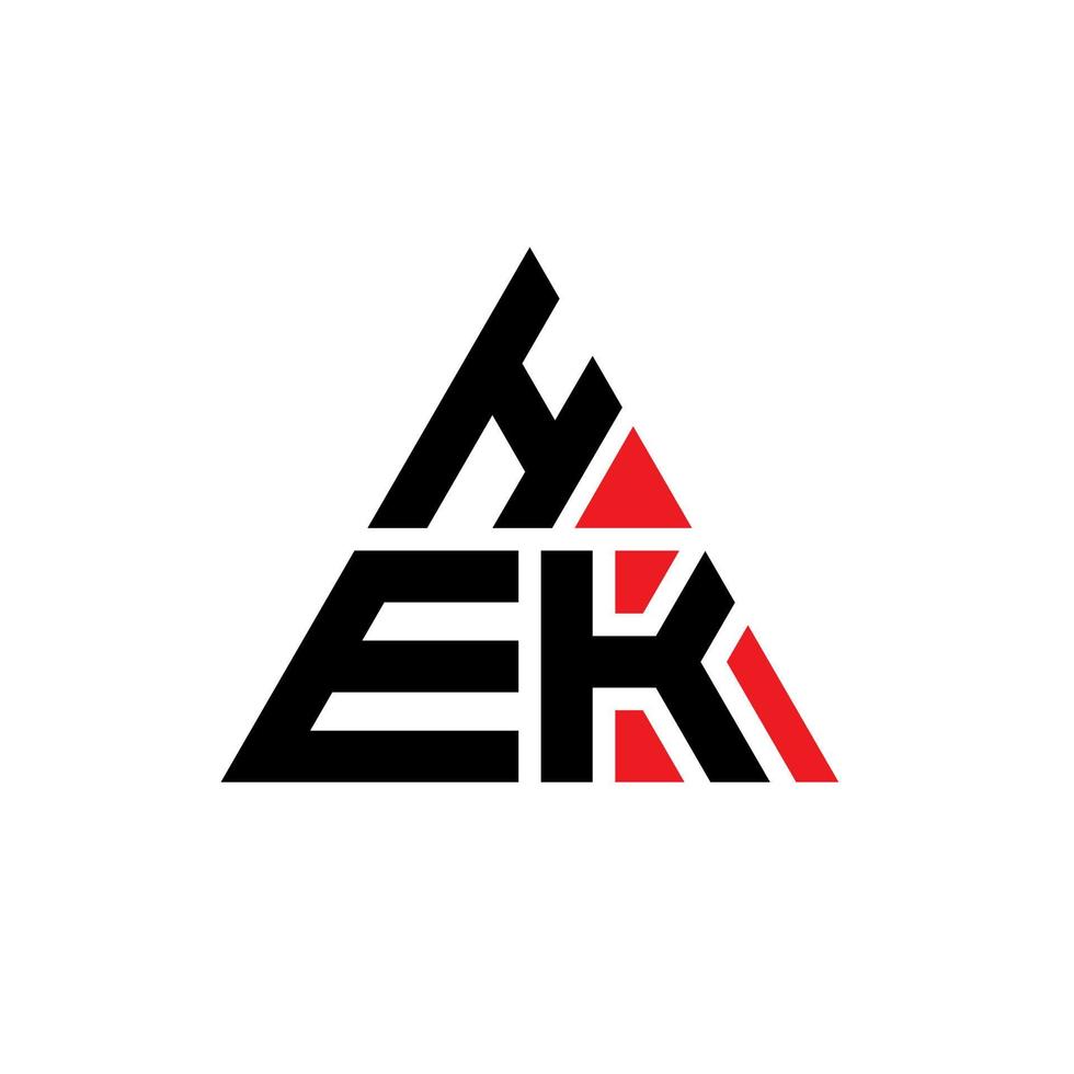 hek-Dreieck-Buchstaben-Logo-Design mit Dreiecksform. HEK-Dreieck-Logo-Design-Monogramm. Hek-Dreieck-Vektor-Logo-Vorlage mit roter Farbe. hek dreieckiges Logo einfaches, elegantes und luxuriöses Logo. vektor