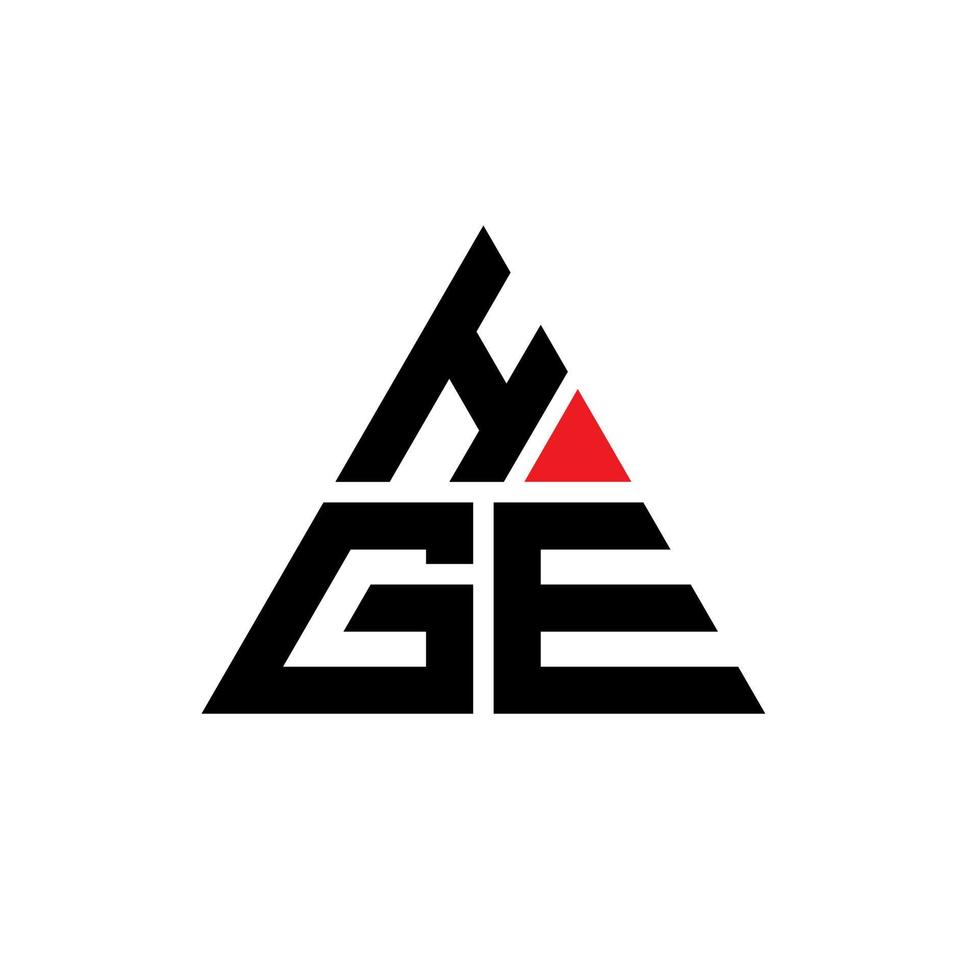 hge triangel bokstavslogotypdesign med triangelform. hge triangel logotyp design monogram. hge triangel vektor logotyp mall med röd färg. hge triangulär logotyp enkel, elegant och lyxig logotyp.