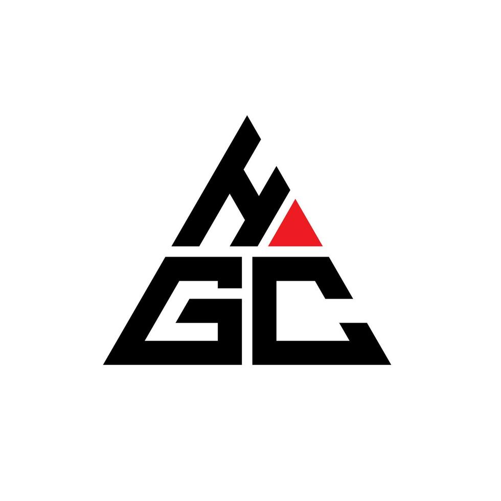 hgc triangel bokstavslogotypdesign med triangelform. hgc triangel logotyp design monogram. hgc triangel vektor logotyp mall med röd färg. hgc triangulär logotyp enkel, elegant och lyxig logotyp.