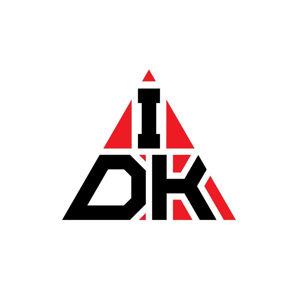 idk-Dreieck-Buchstaben-Logo-Design mit Dreiecksform. idk-Dreieck-Logo-Design-Monogramm. idk-Dreieck-Vektor-Logo-Vorlage mit roter Farbe. dreieckiges idk-logo einfaches, elegantes und luxuriöses logo. vektor