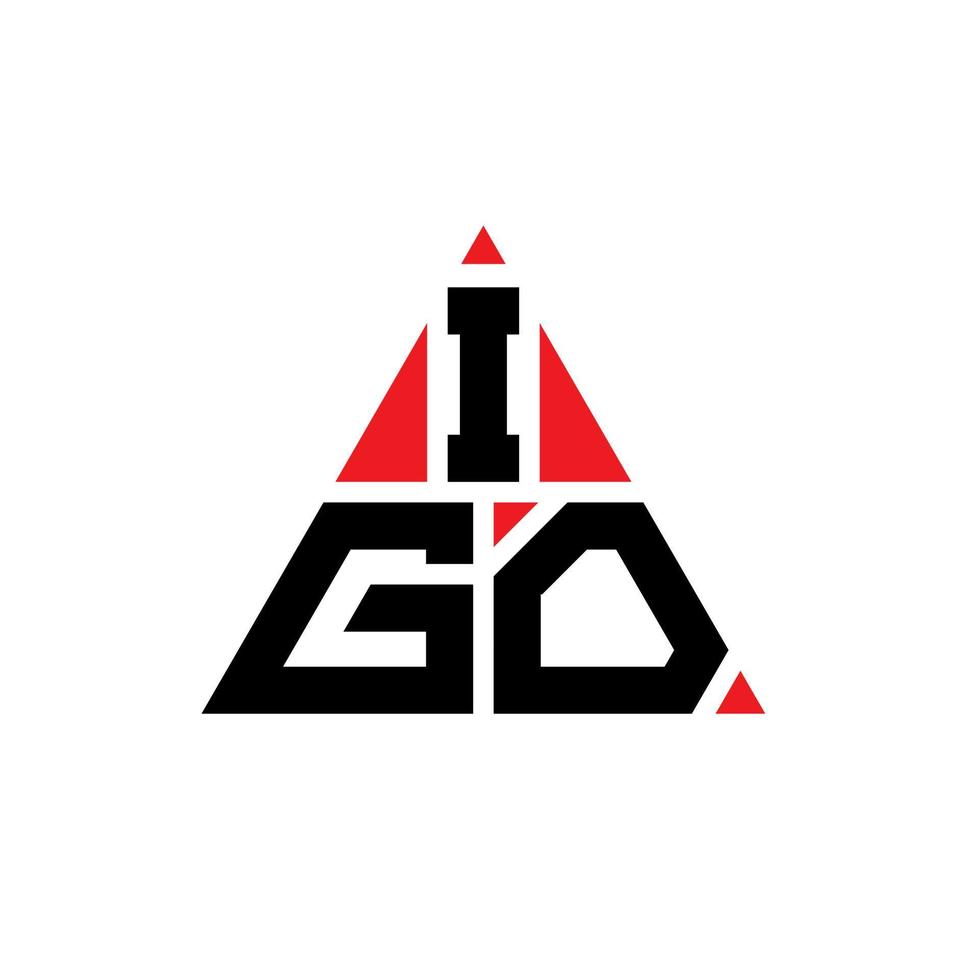 igo triangel bokstavslogotypdesign med triangelform. igo triangel logotyp design monogram. igo triangel vektor logotyp mall med röd färg. igo triangulär logotyp enkel, elegant och lyxig logotyp.