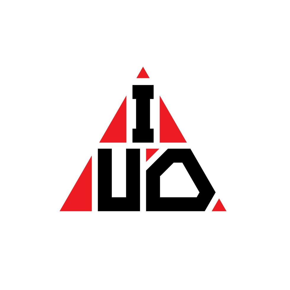 iuo triangel bokstavslogotypdesign med triangelform. iuo triangel logotyp design monogram. iuo triangel vektor logotyp mall med röd färg. iuo triangulär logotyp enkel, elegant och lyxig logotyp.
