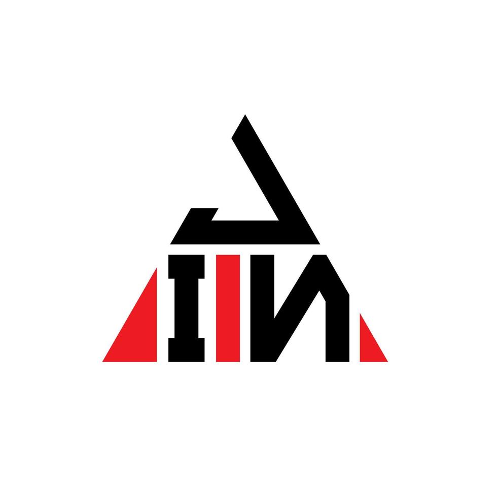 Jin-Dreieck-Buchstaben-Logo-Design mit Dreiecksform. Jin-Dreieck-Logo-Design-Monogramm. Jin-Dreieck-Vektor-Logo-Vorlage mit roter Farbe. jin dreieckiges logo einfaches, elegantes und luxuriöses logo. vektor