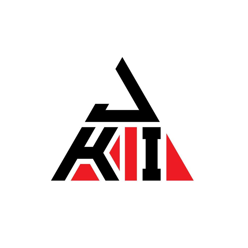 jki triangel bokstavslogotypdesign med triangelform. jki triangel logotyp design monogram. jki triangel vektor logotyp mall med röd färg. jki triangulär logotyp enkel, elegant och lyxig logotyp.