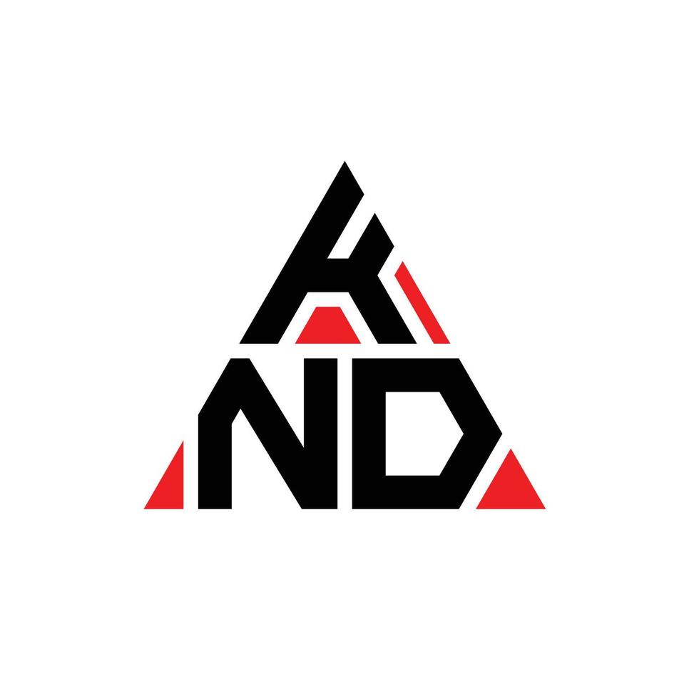 knd-Dreieck-Buchstaben-Logo-Design mit Dreiecksform. Knd-Dreieck-Logo-Design-Monogramm. Knd-Dreieck-Vektor-Logo-Vorlage mit roter Farbe. knd dreieckiges Logo einfaches, elegantes und luxuriöses Logo. vektor