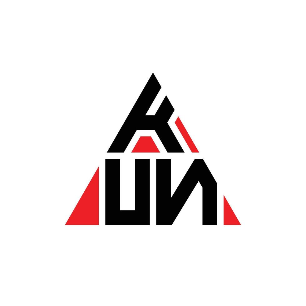 Kun-Dreieck-Buchstaben-Logo-Design mit Dreiecksform. Kun-Dreieck-Logo-Design-Monogramm. Kun-Dreieck-Vektor-Logo-Vorlage mit roter Farbe. Kun dreieckiges Logo einfaches, elegantes und luxuriöses Logo. vektor