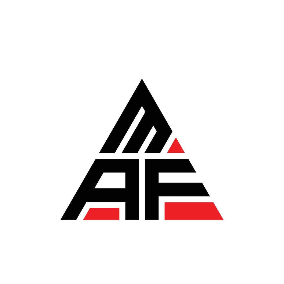 maf triangel bokstavslogotyp design med triangelform. maf triangel logotyp design monogram. maf triangel vektor logotyp mall med röd färg. maf trekantig logotyp enkel, elegant och lyxig logotyp.