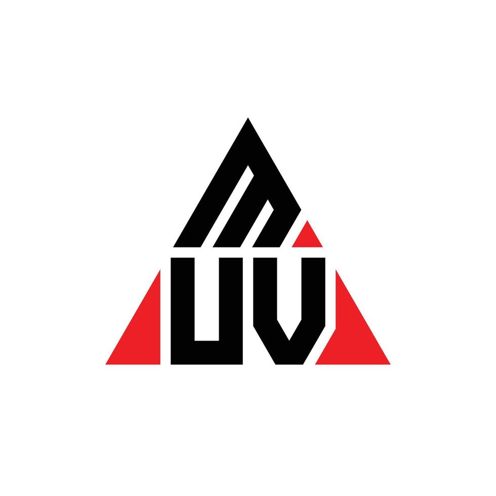 muv Dreiecksbuchstaben-Logo-Design mit Dreiecksform. muv-Dreieck-Logo-Design-Monogramm. muv-Dreieck-Vektor-Logo-Vorlage mit roter Farbe. muv dreieckiges Logo einfaches, elegantes und luxuriöses Logo. vektor