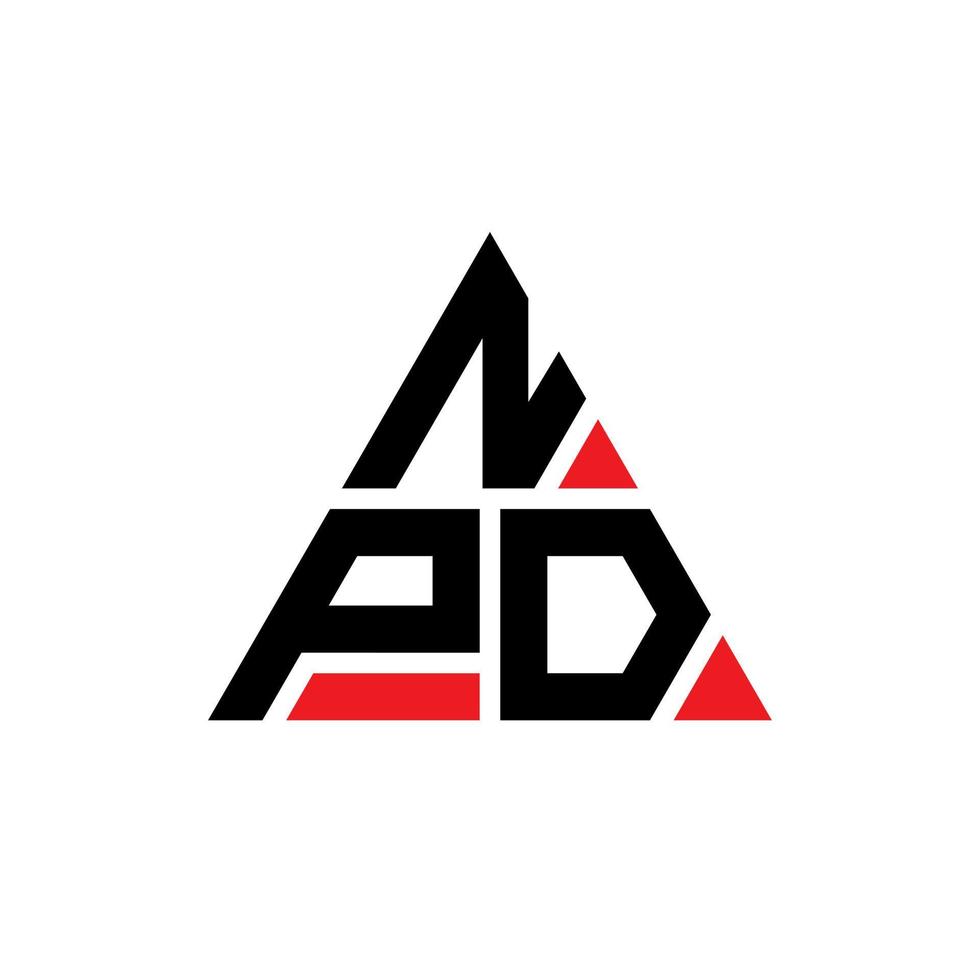 npd-Dreieck-Buchstaben-Logo-Design mit Dreiecksform. npd-Dreieck-Logo-Design-Monogramm. npd-Dreieck-Vektor-Logo-Vorlage mit roter Farbe. npd dreieckiges Logo einfaches, elegantes und luxuriöses Logo. vektor